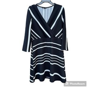 Tiana B.‎ Black and white striped dress, size large, belt to tie around